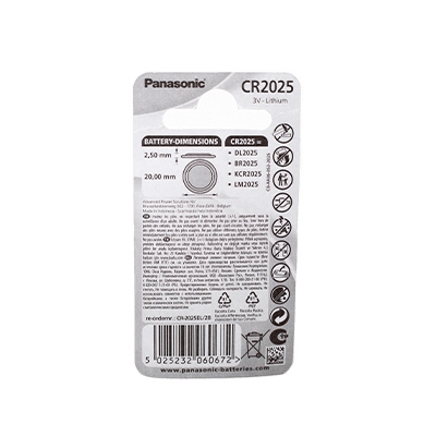 Panasonic CR2025EL/2B Lithium Power Lithium 3V/165mAh Blister (2)  PA2025/2B